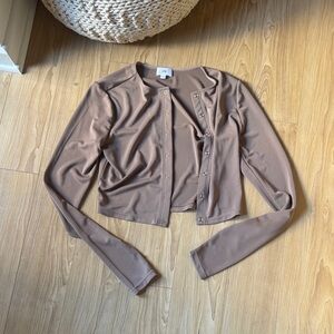 LPA Brown Cropped Button-Up Top